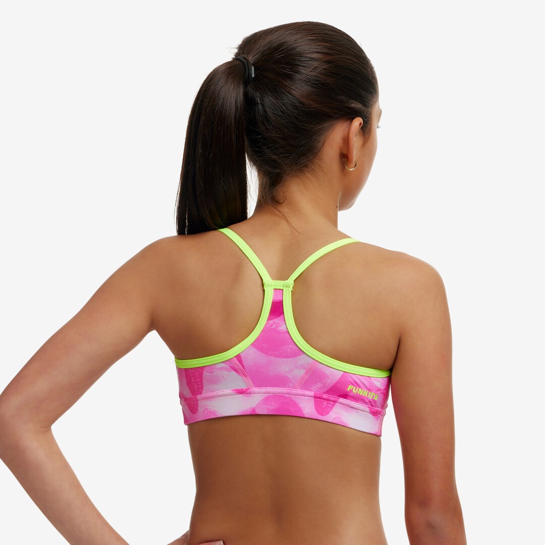 Pink Caps Girl's Swim Crop Top