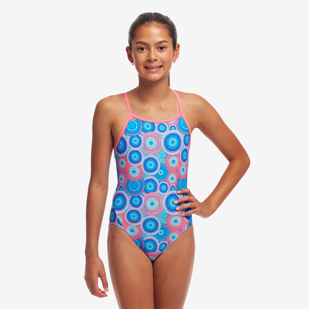 Bundjalung Blue Girl's Diamond Back One Piece