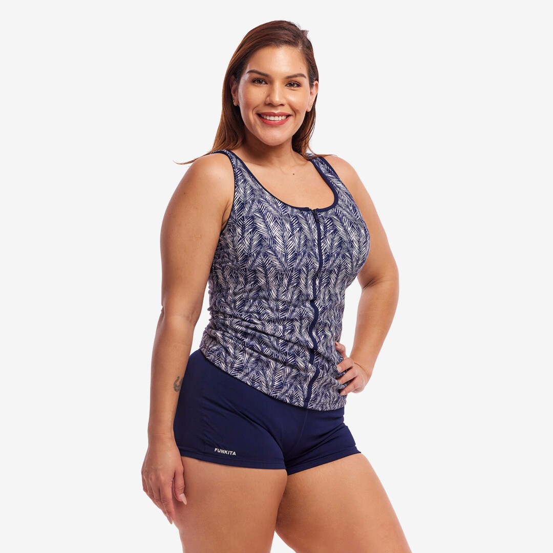 Pressure Palm Ladies Zip Front Tankini