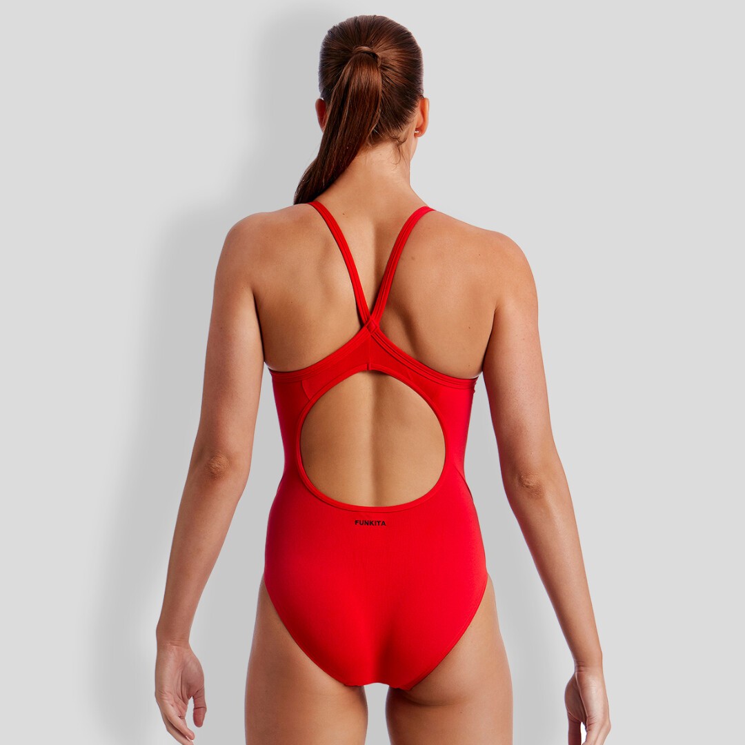 Red full piece swimsuit sale