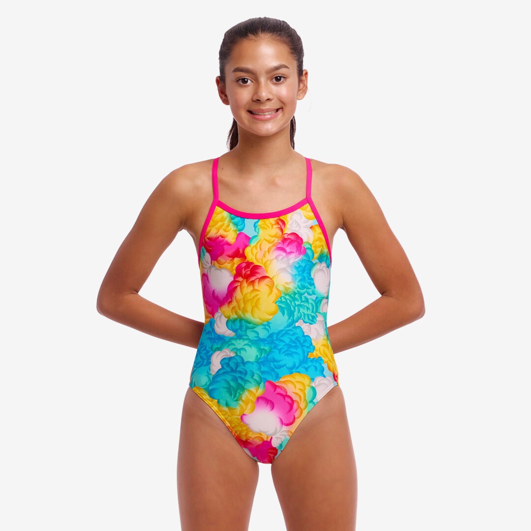 Cloudy Colours Girl's Single Strap One Piece