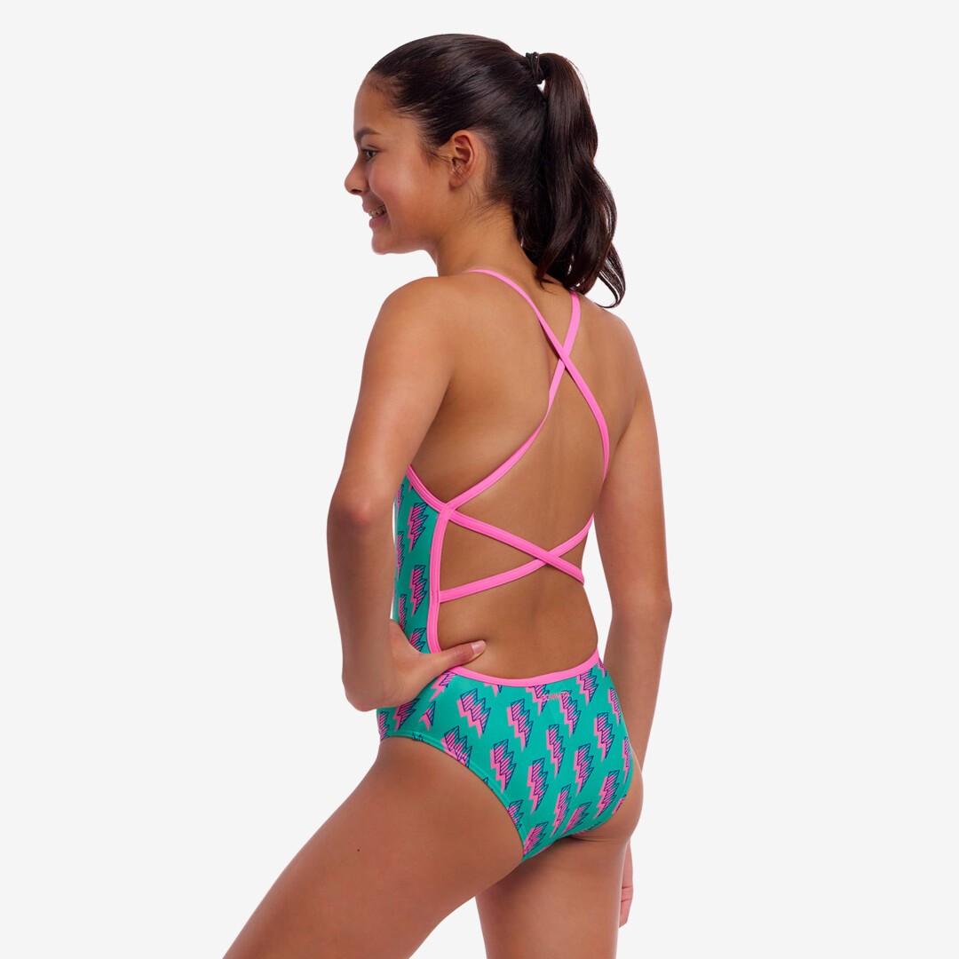 【THE MOZZ】Vita Pintuck Strap One Piece Funkita Single Strap One Piece White Walker | Girls Swimwear