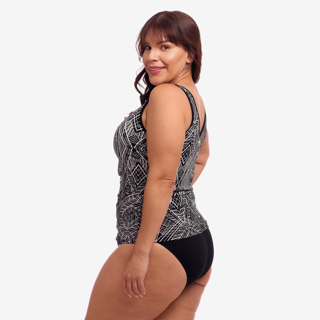 Space Signals Ladies Zip Front Tankini