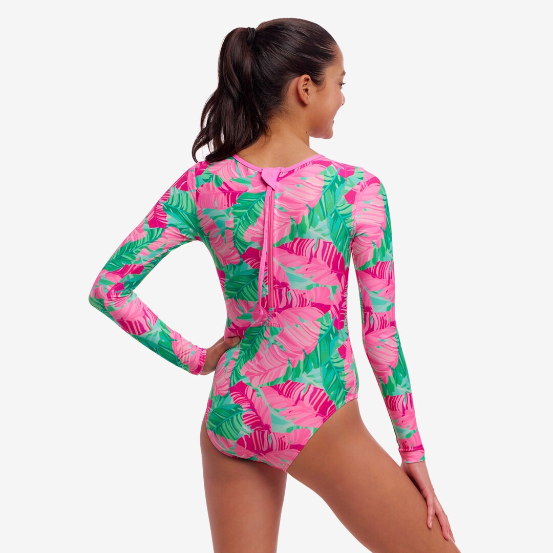 Tropic Palm Girl's Long Shot One Piece