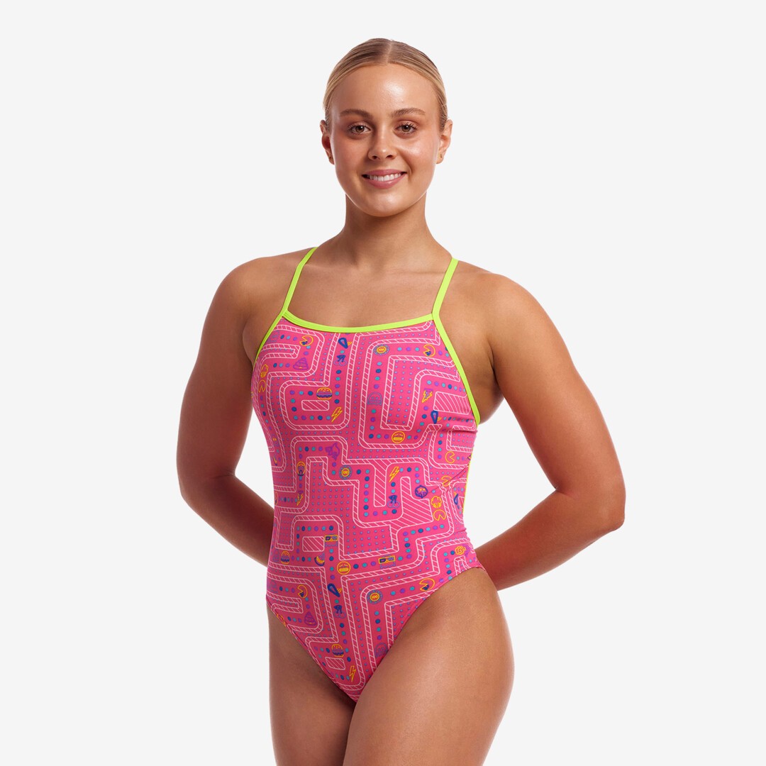 Ladies Tie Me Tight One Piece Packed Pink
