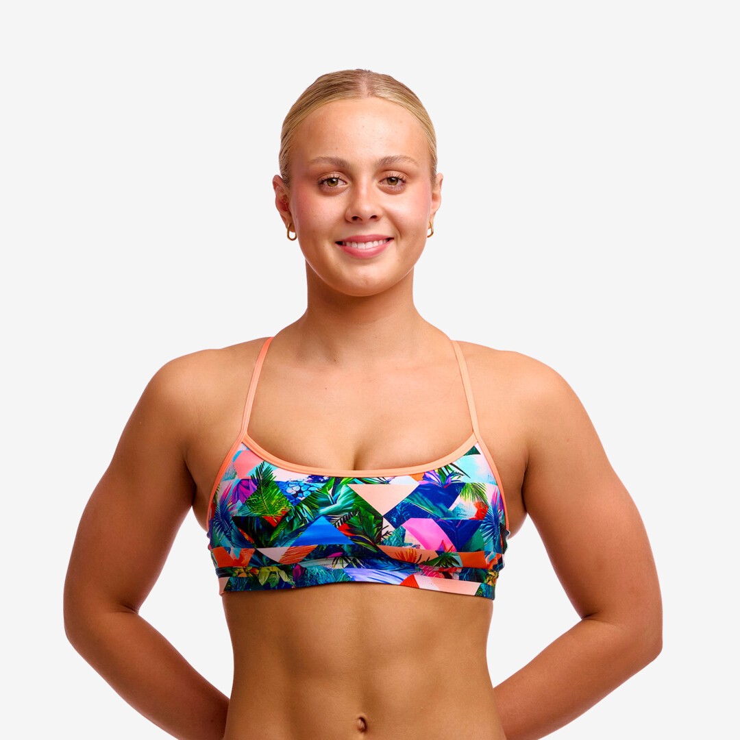 Palm Prism Ladies Swim Crop Top