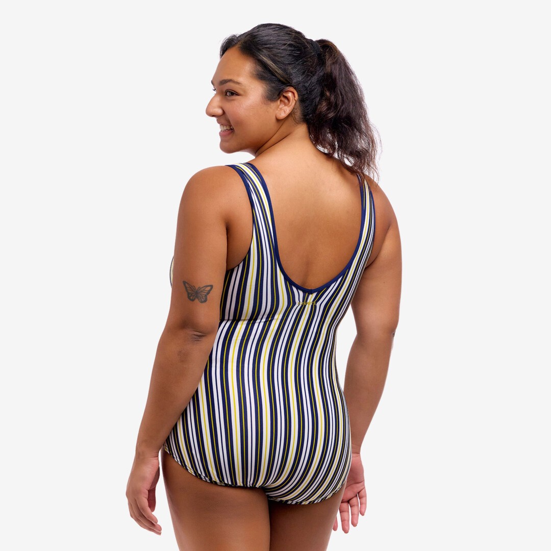 Admiralty Stripe Ladies Zip Front One Piece