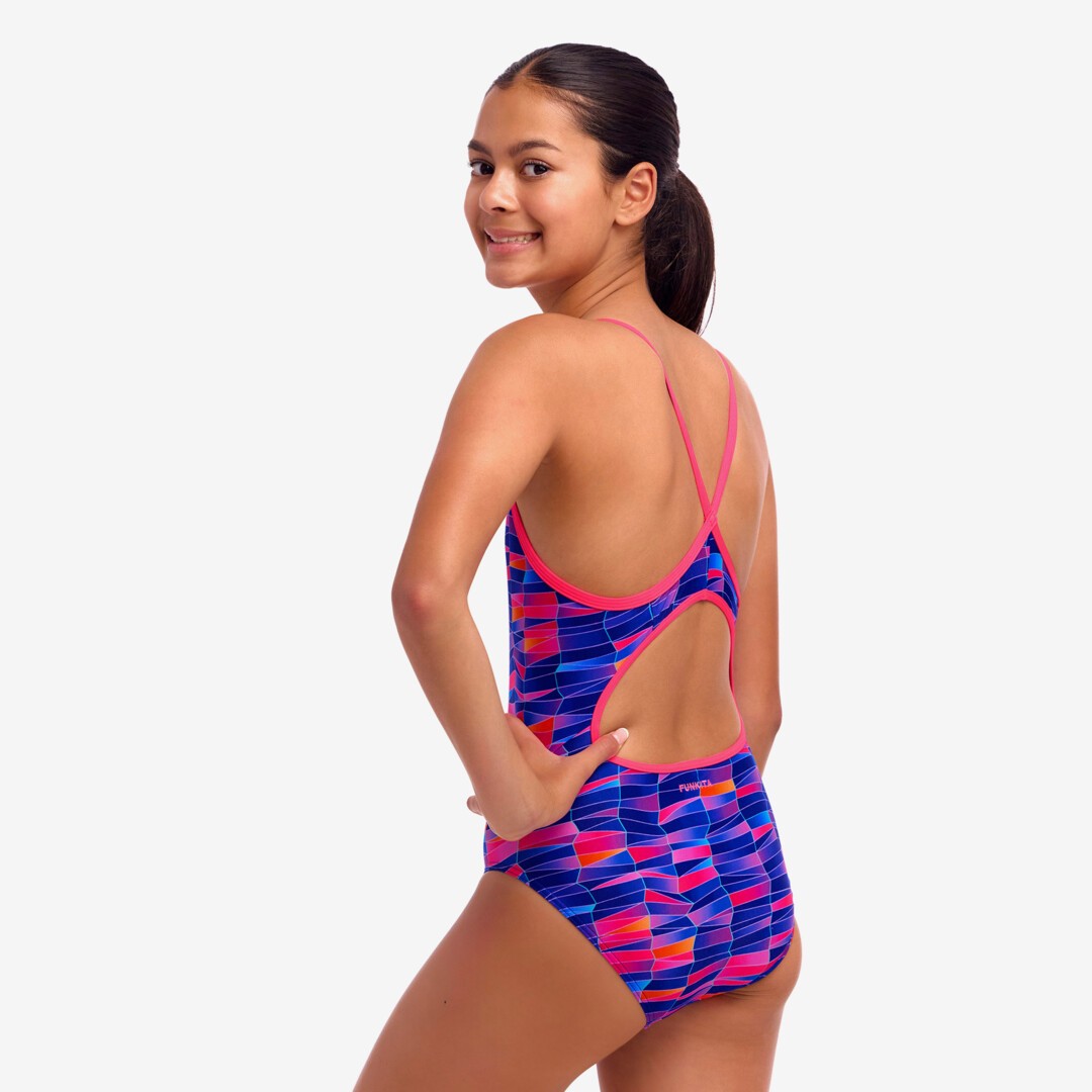 Warped Waves Girl's Diamond Back One Piece