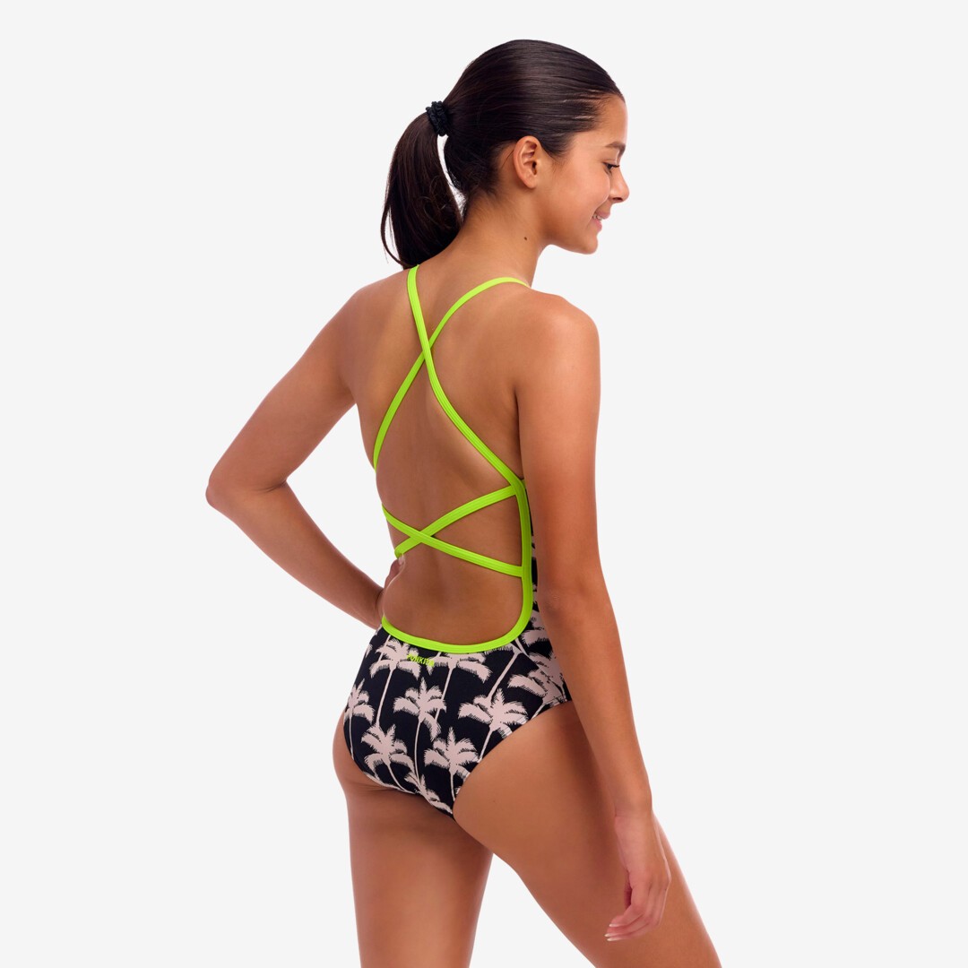 Palm Night Girl's Strapped In One Piece