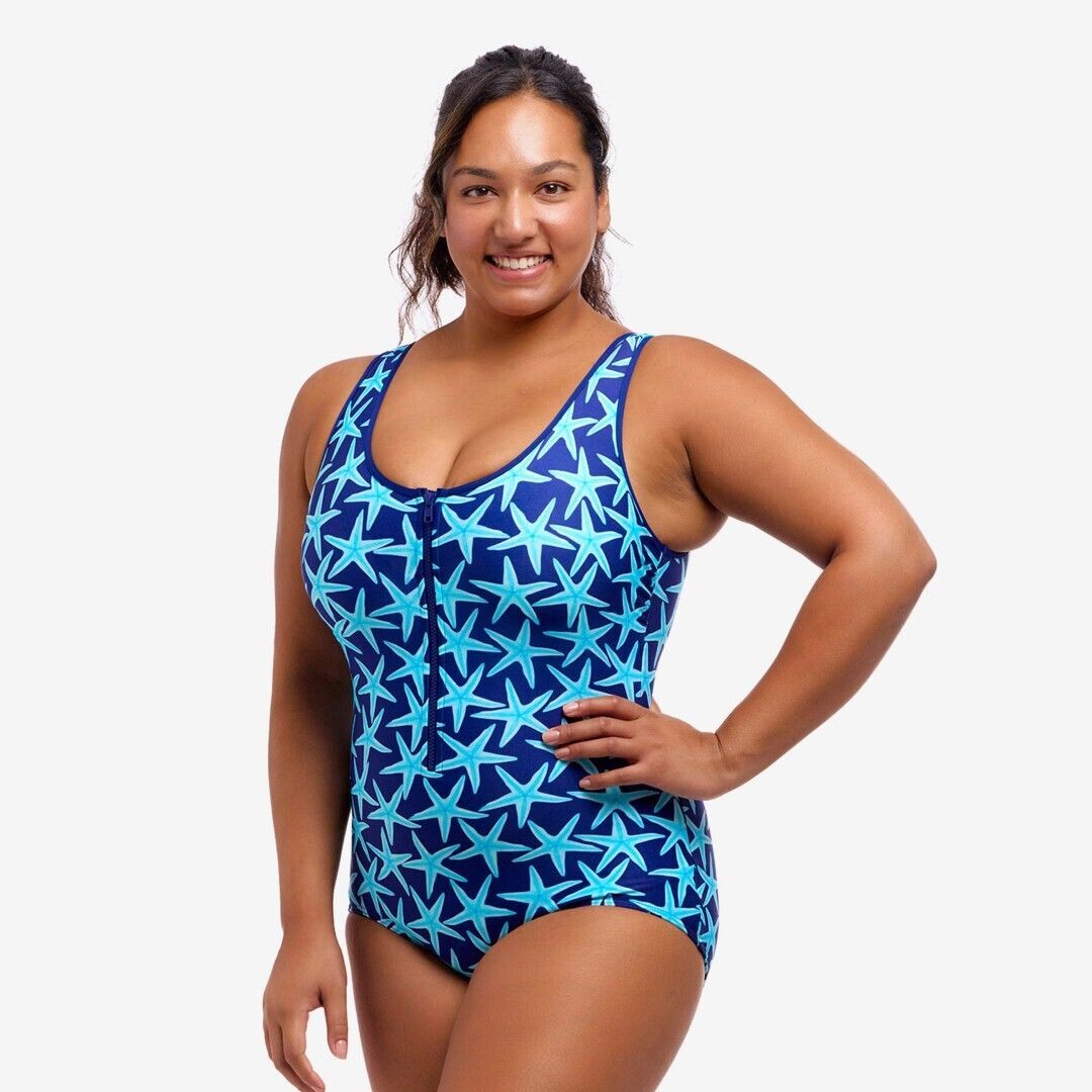Ladies Zip Front One Piece See Stars