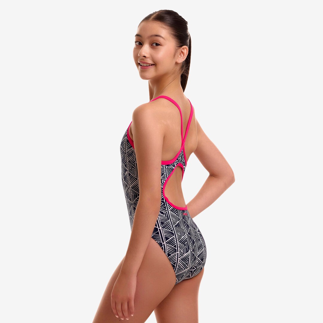 Stickler Girl's Diamond Back One Piece