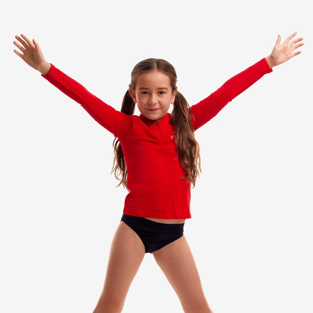 Still Red Toddler Girl's Long Sleeve Rash Vest