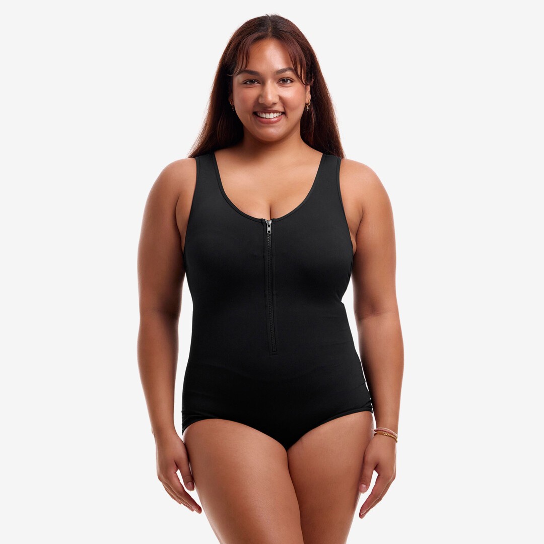 Still Black Ladies Zip Front One Piece
