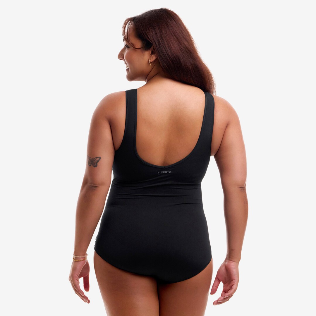 Funkita Form Zip Front Swim One Piece Still Black | Ladies Swimwear