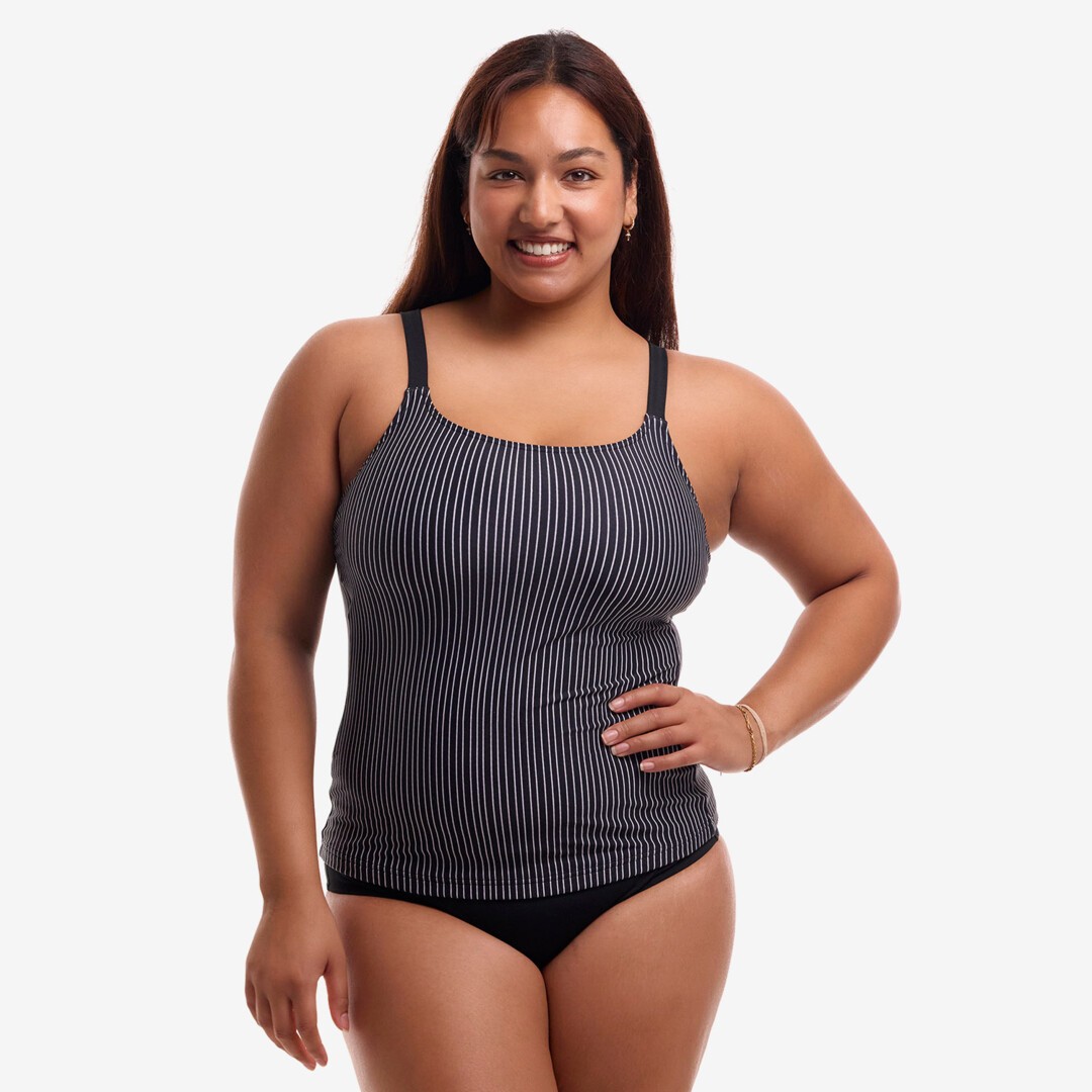 Pin Stripe Ladies Scoop Neck Tankini