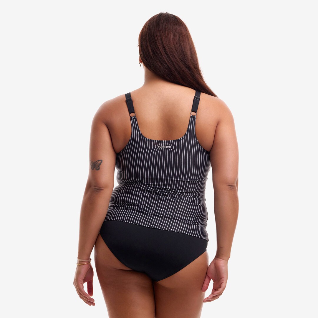 Pin Stripe Ladies Scoop Neck Tankini