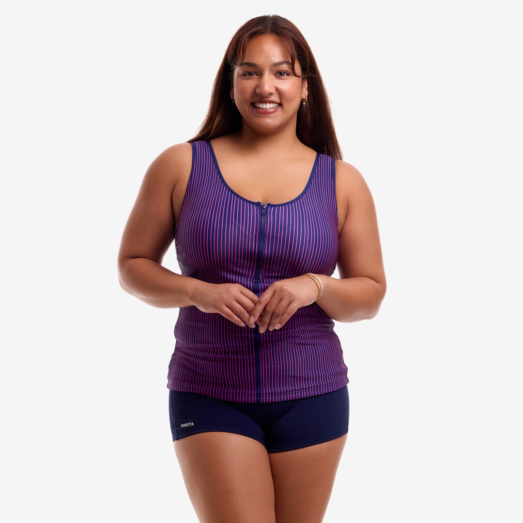 Peach Tea Ladies Zip Front Tankini