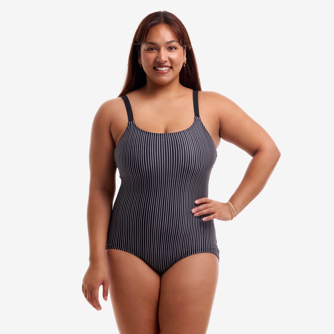 Pin Stripe Ladies Scoop Neck One Piece
